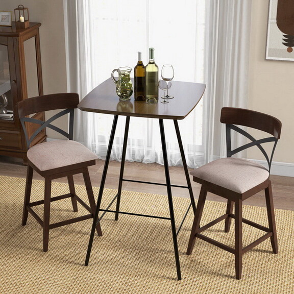 Costway Set of 2 Wooden Swivel Bar Stools with Cus...