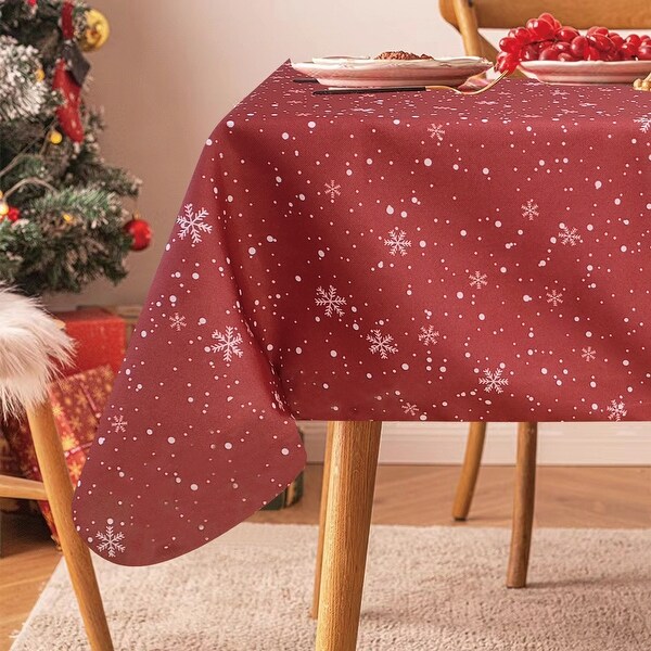 Violet Linen European Christmas Stars and Dots，Snowflakes Pattern Tablecloths