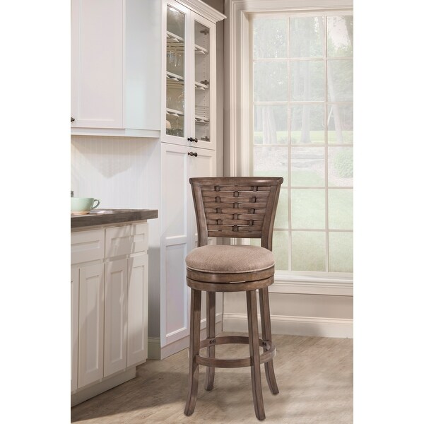 Hillsdale Furniture Thredson Wood Bar Height Swivel Stool， Gray - 43.5H x 21.75W x 23.75D; Seat Height: 30.5