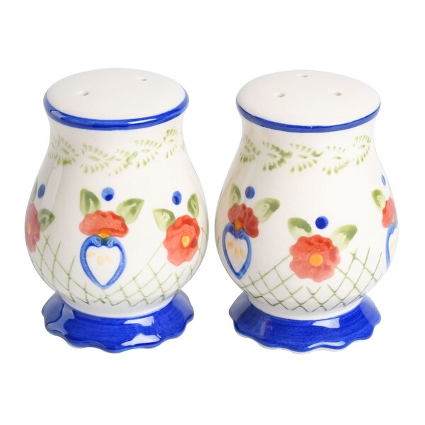 4 Piece Hand Painted Ceramic Tableware Accessory Set