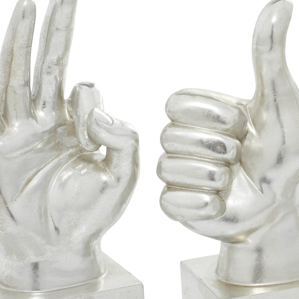 The Novogratz Dark Silver or Light Silver Polystone Hands Sculpture (Set of 3)   6\