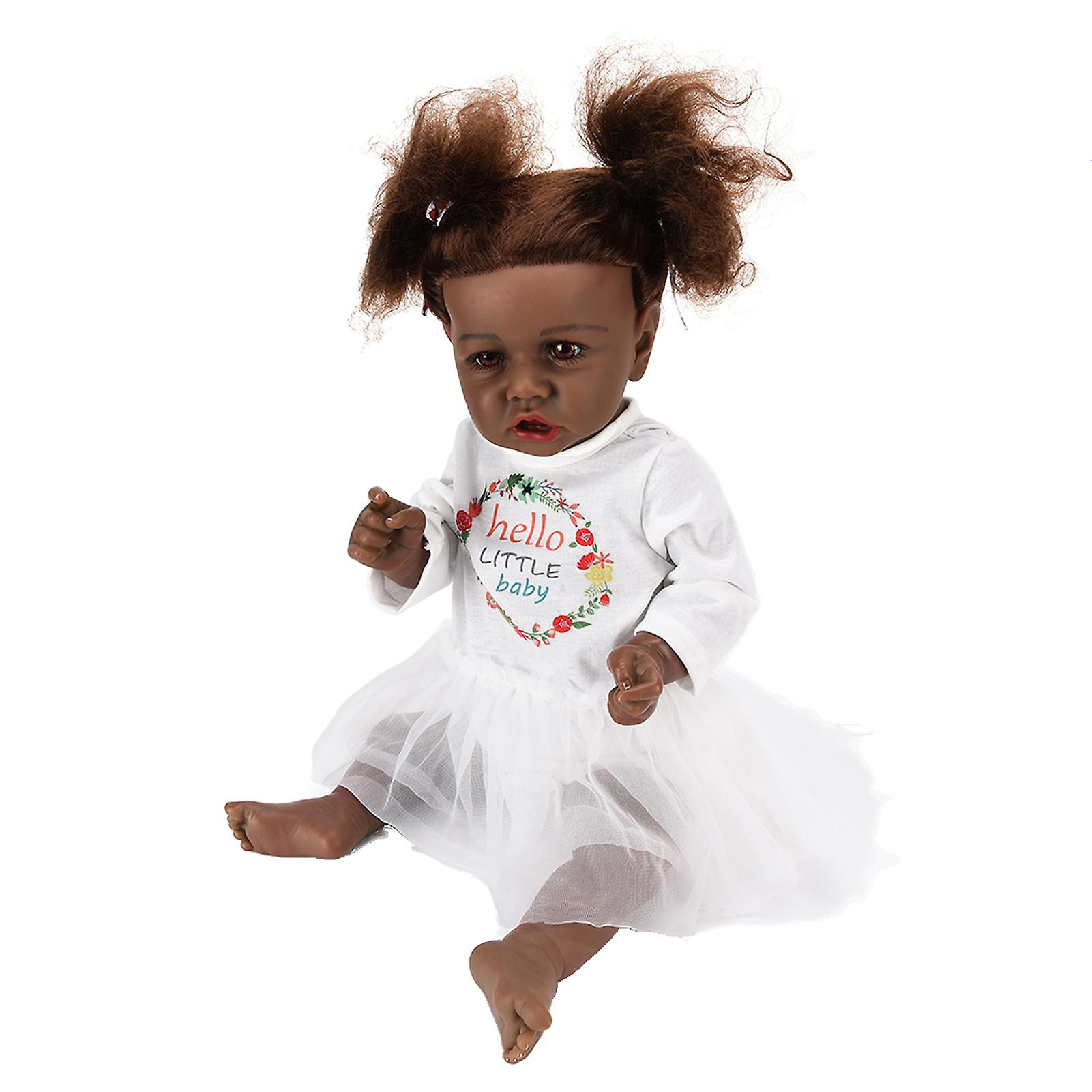 Reborn Baby Dolls Full Vinly Body African American Black Baby Girls Dolls 22 Inches with Clothes for Children