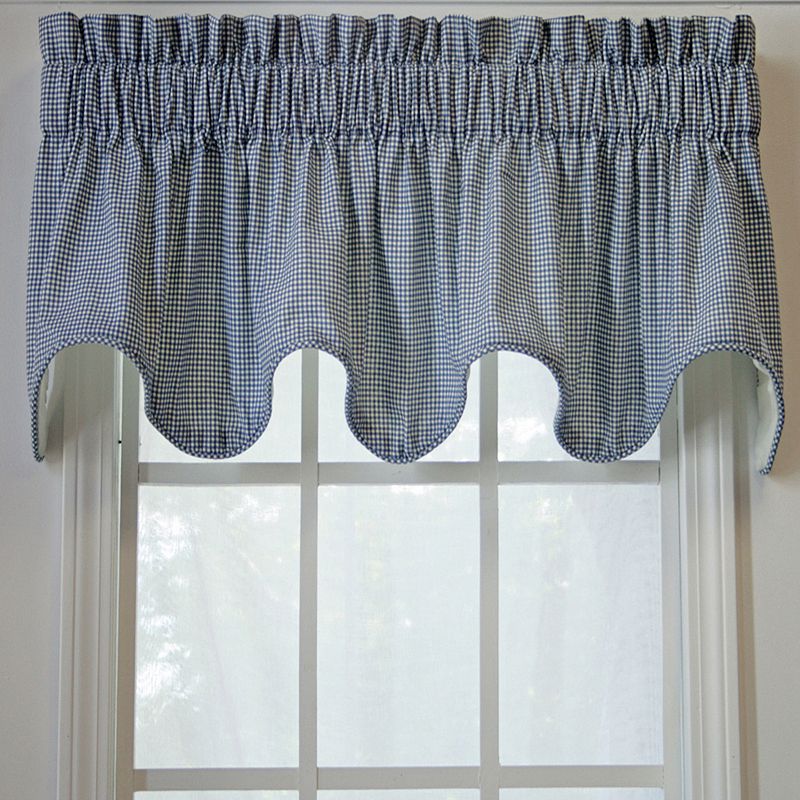 Logan Check High Quality Room Darkening Solid Natural Color Lined Scallop Window Valance