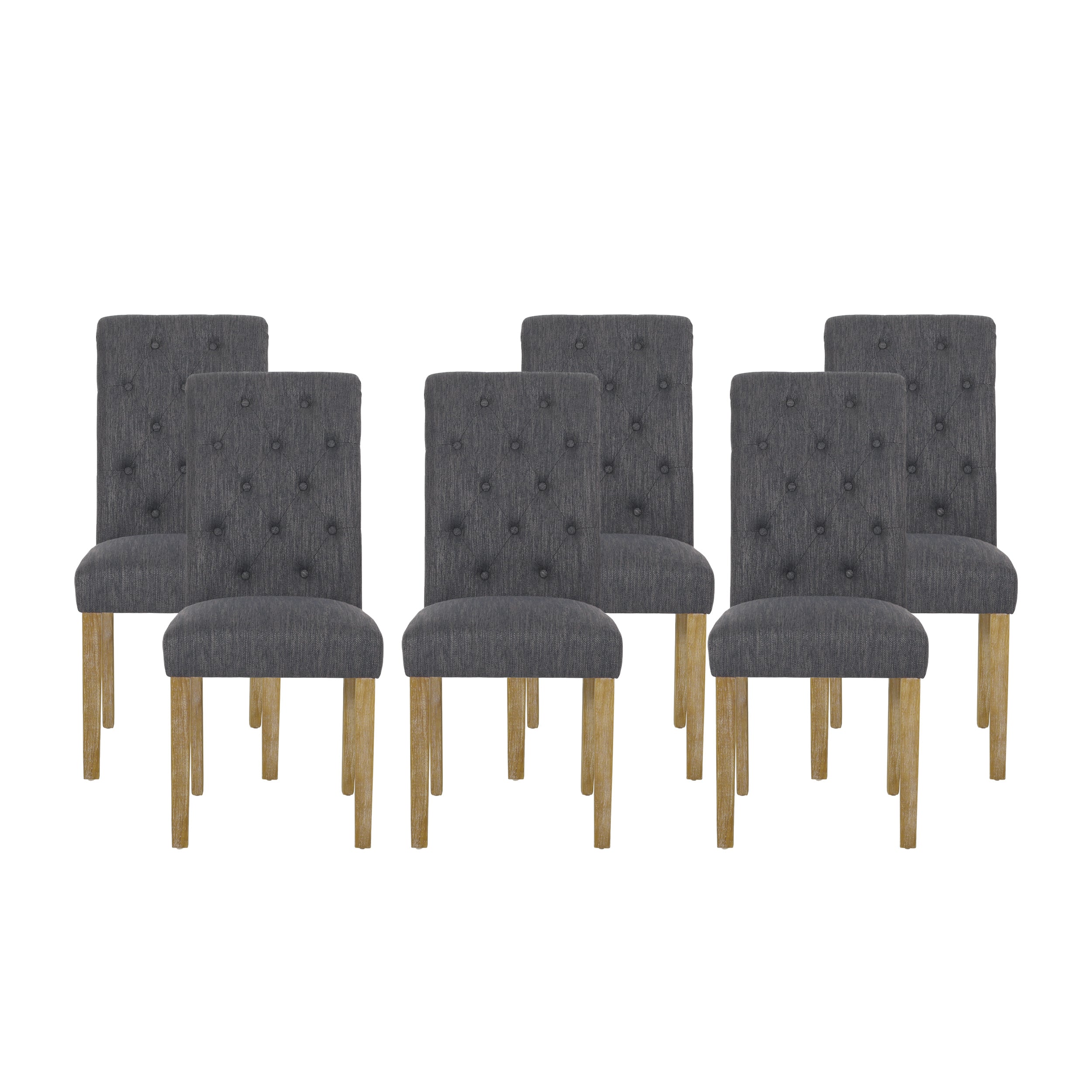 Larkspur Contemporary Fabric Tufted Dining Chairs, Set of 6