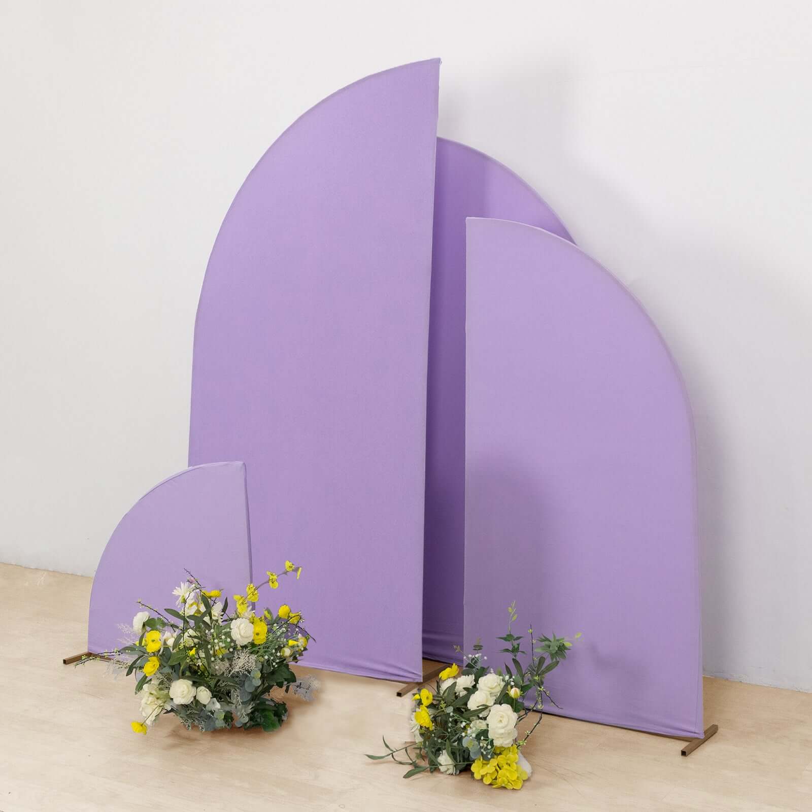 Set of 4 Matte Lavender Lilac Fitted Spandex Half Moon Wedding Arch Covers, Custom Fit Chiara Backdrop Stand Covers 2.5ft,5ft,6ft,7ft