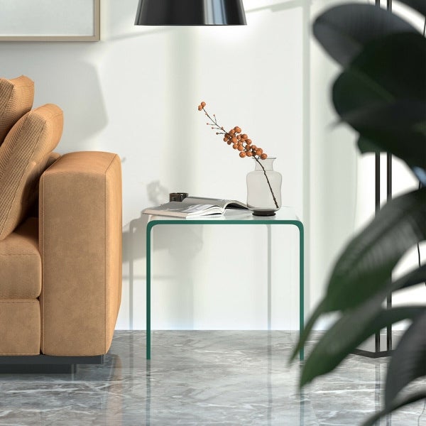 Tempered Waterfall End Table with non-Slip Pad