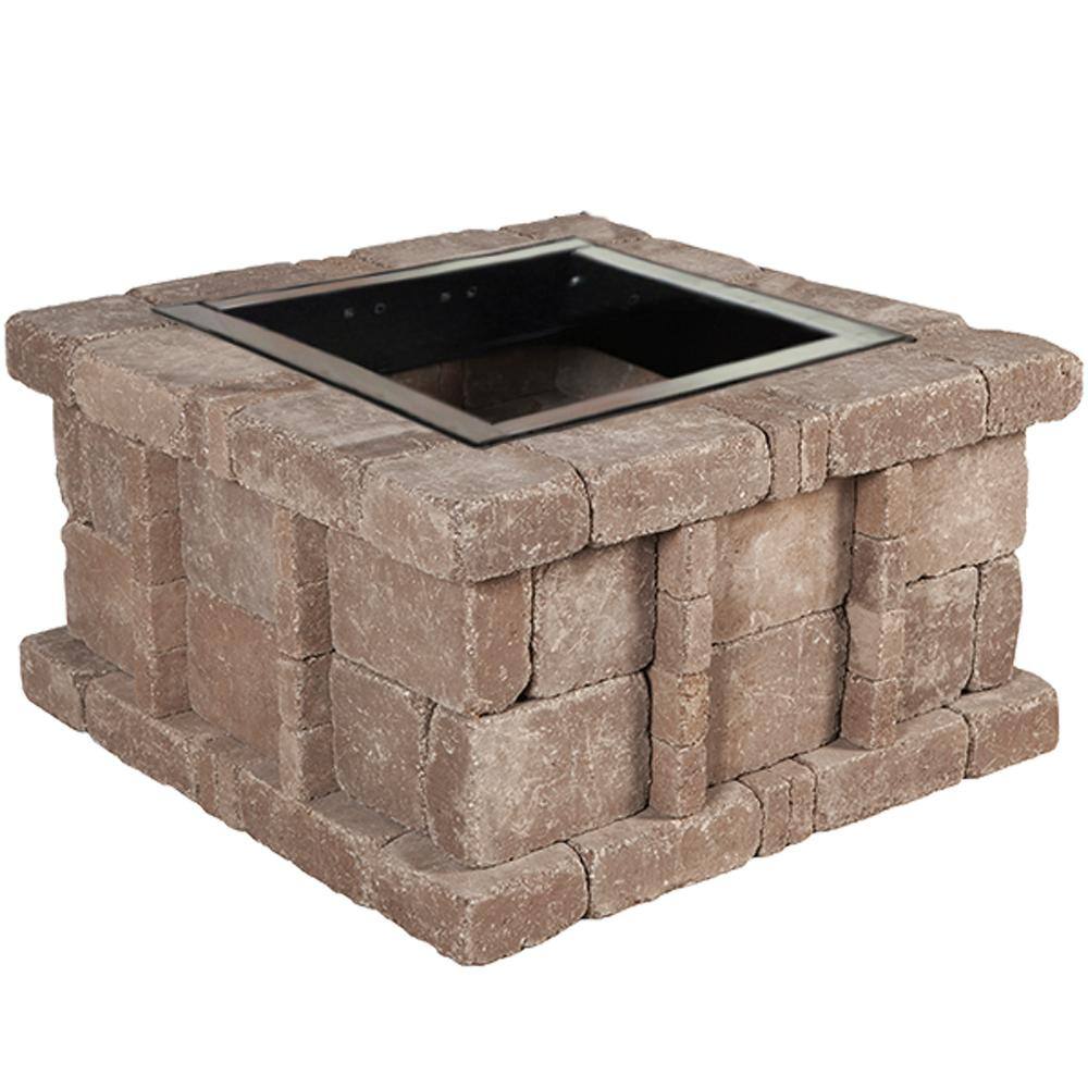 Pavestone RumbleStone 38.5 in. x 21 in. Square Concrete Fire Pit Kit No. 5 in Cafe RSK50769