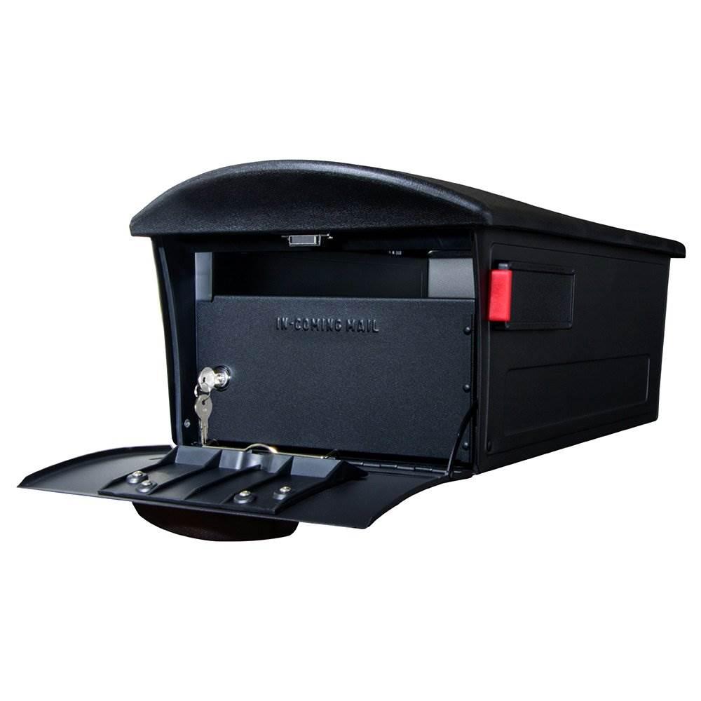 Gibraltar Mailboxes Mailsafe Large， Plastic， Locking， Post Mount Mailbox， Black， RSKB0000