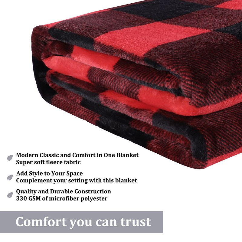 Plaid Buffalo Checkered Christmas Blanket Soft Plush Fleece for Sofa Couch Queen 90x90