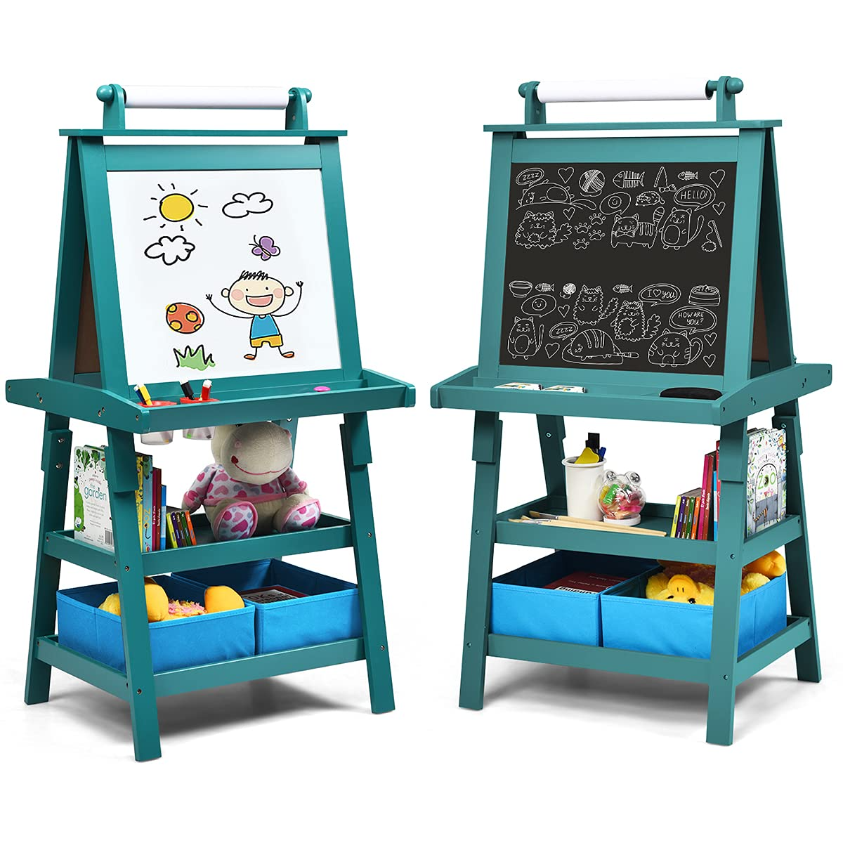 Costzon Kids Art Easel, 3 in 1 Double-Sided Storage Easel