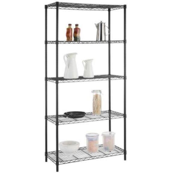 HDX 5-Tier Steel Wire Shelving Unit in Black (36 in. W x 72 in. H x 16 in. D) 21656PS-1