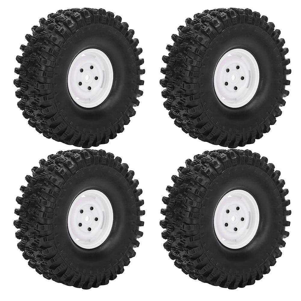 4pcs 1.9 Inch Wheel Rim Rubber Tire Rc Accessory Fit For Axial 1/10 Rc Crawler 120mm Blanc