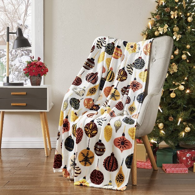 Kate Aurora Yuletide Living Christmas Baubles Ultra Soft amp Plush Oversized Accent Throw Blanket 50 In W X 70 In L