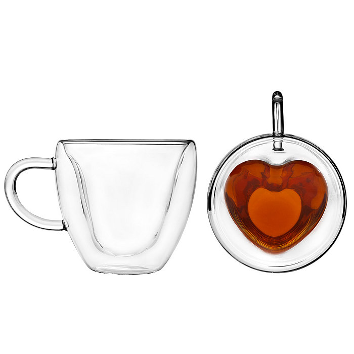 Godinger Set of 2 Double Wall Heart Mugs