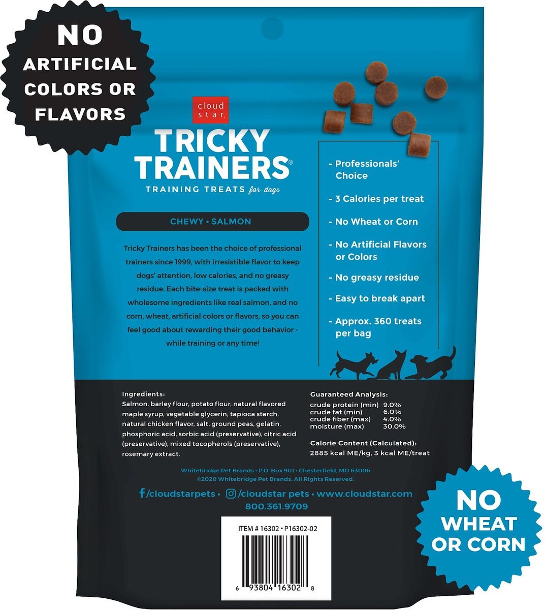 Cloud Star Chewy Tricky Trainers Salmon Flavor Dog Treats