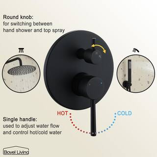 Boyel Living 1-Spray Patterns 10 in. Dual Shower Head and Handheld Shower Head in Matte Black BL0131-10MB