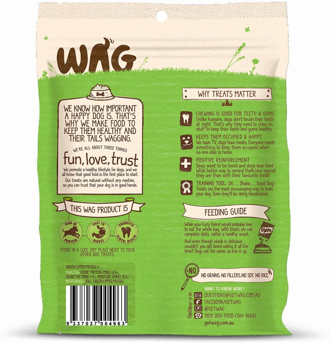 WAG Green Lipped Mussels Grain-Free Dog Treats