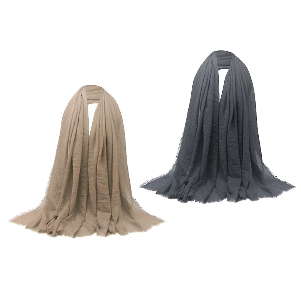 Women Wrinkle Scarf Crinkle Muslim Hijab Scarves Long Wrap Scarf 2packs