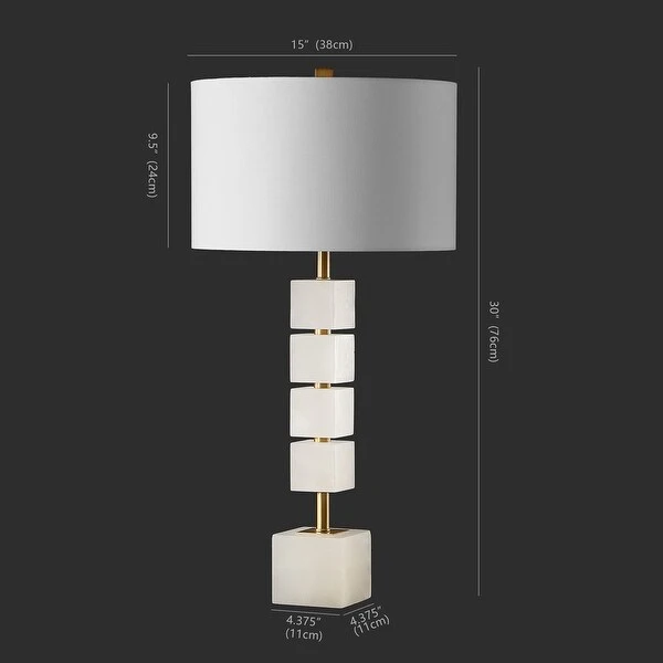 SAFAVIEH Couture Lighting 30-inch Johnny Alabaster Table Lamp - 15 IN W x 15 IN D x 30 IN H