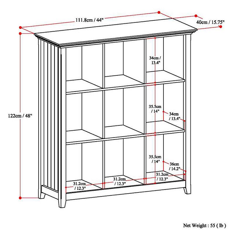 Simpli Home Acadian 9 Cube Bookcase