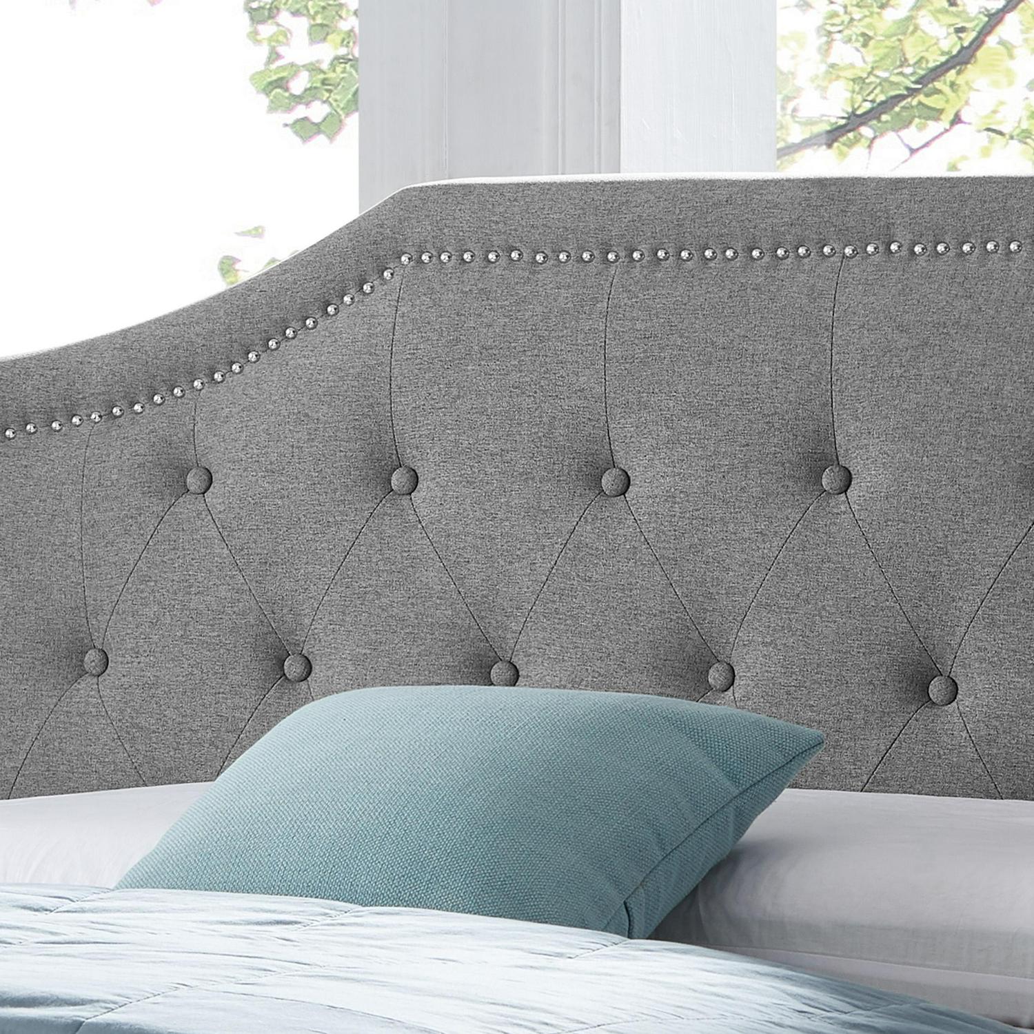 Noble House Rigley Contemporary Fabric Upholstered Queen/Full Headboard， Charcoal Gray and Black