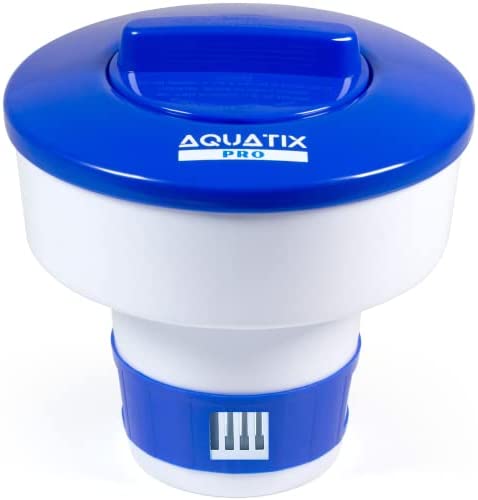 Aquatix Pro Pool Chlorine Floater Dispenser for 1 to 3 inch Tablets, Large & Durable Floating Dispenser for Spa, Hot Tubs, Jacuzzis, In-ground & Above Ground Small & Large Pools, Adjustable Flow Rate