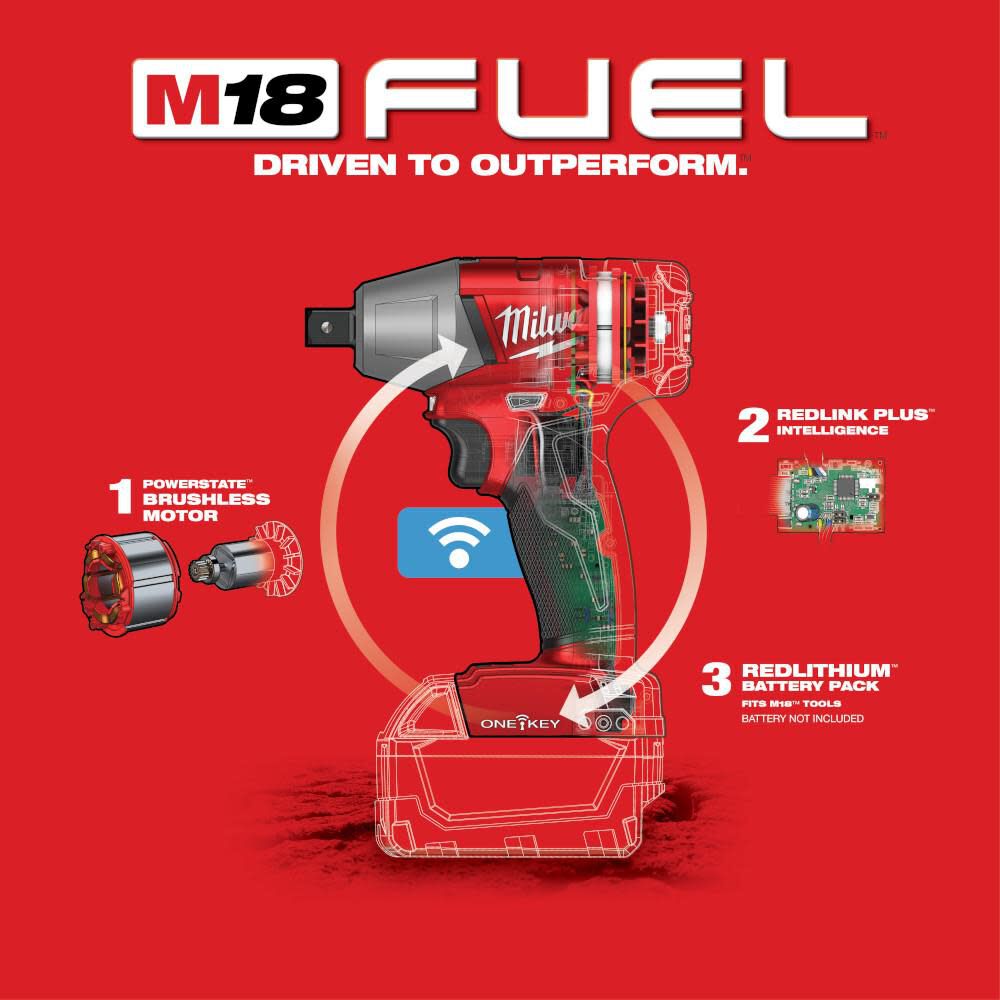 MW M18 FUEL 1/2 in. Compact Impact Wrench with Pin Detent with ONE-KEY 2759-20 from MW