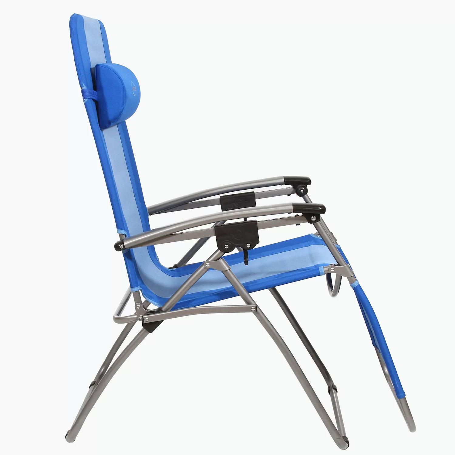 Kamp-Rite Folding Reclining Zero Gravity Chair w/ Headrest Pillow， Blue (2 Pack)