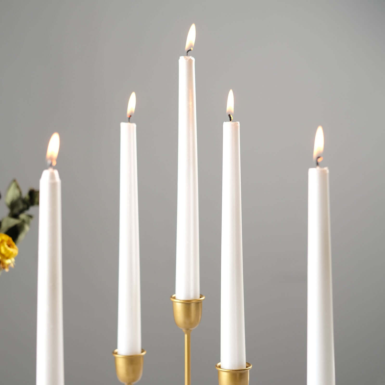 12 Pack Metallic Pearl White Premium Wax Taper Candles, Unscented Candles 10