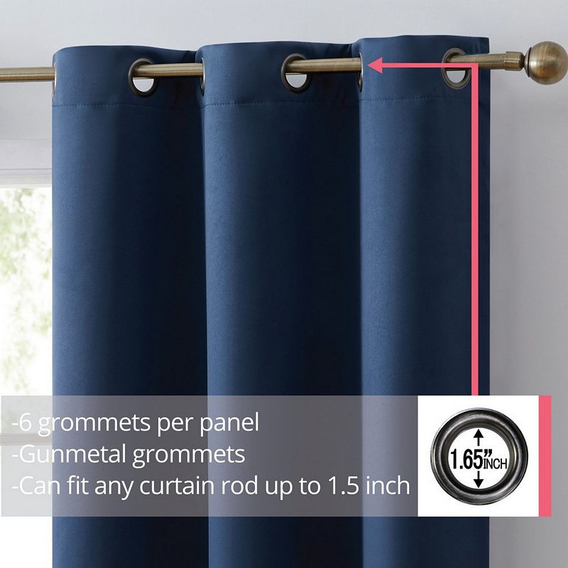 THD Lawrence 100% Blackout Grommet Window Curtain Panels Total Privacy and Energy Efficiency - Set of 2