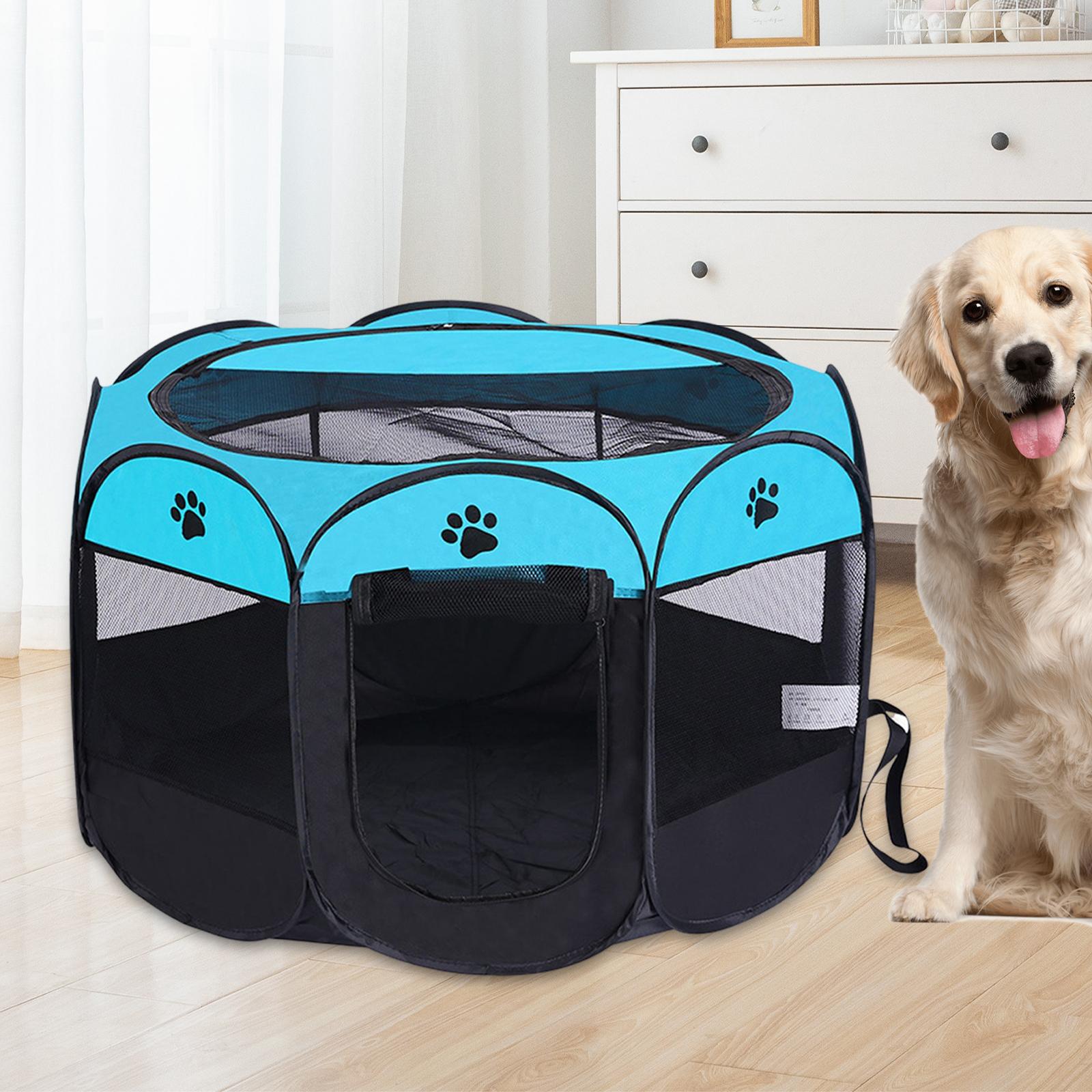 Lightweight Foldable Pet Playpen Soft Breathable Mesh Exercise Pen Kennel Oxford Fabric for Cat Indoor Outdoor Travel Camping Use Dog Black