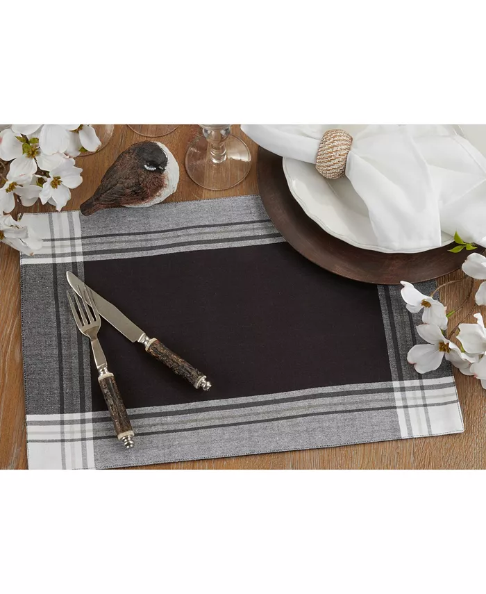 Saro Lifestyle Striped Border Design Placemats Set of 4 19 x 13