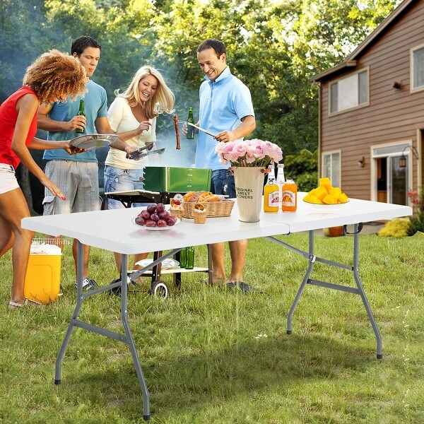 Portable Folding Camping Table with Carrying Handle for PicnicWhite