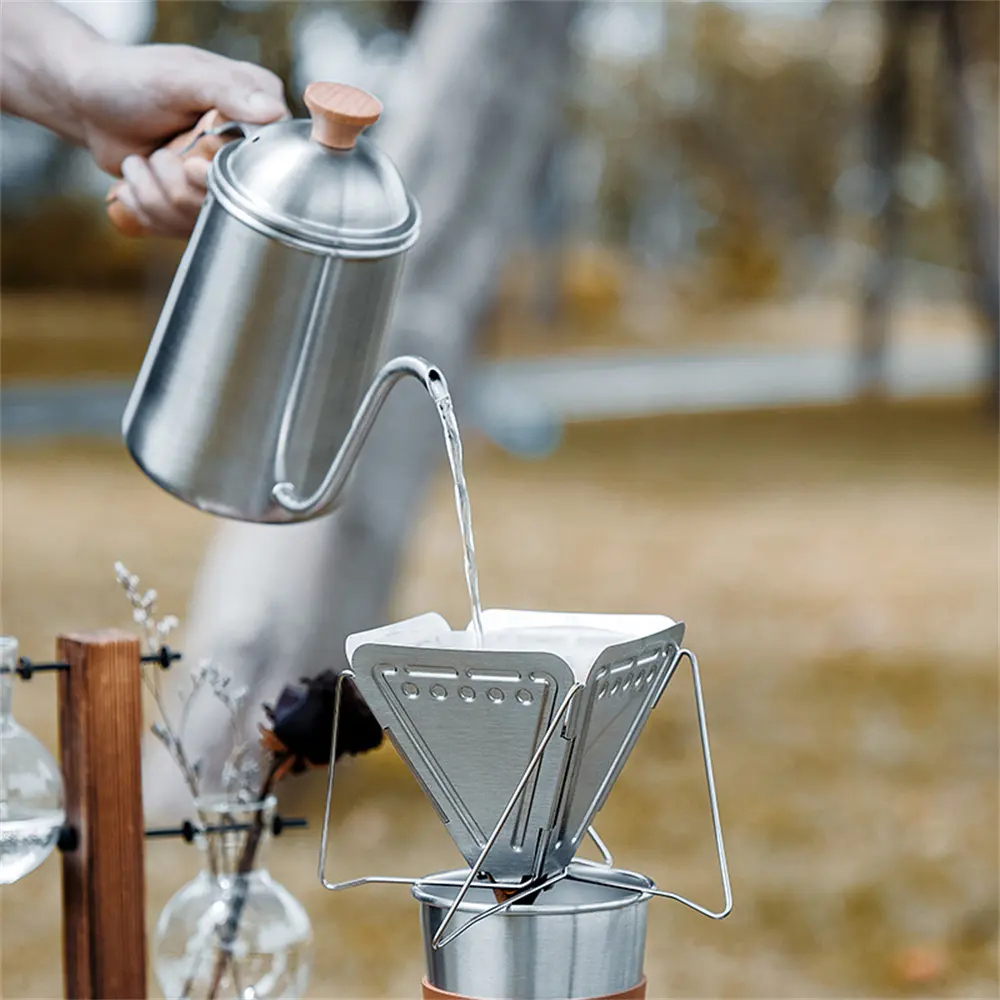 High Quality  Foldable 304 Stainless Steel Drip Reusable Coffee Dripper Set Coffee Filter Holder