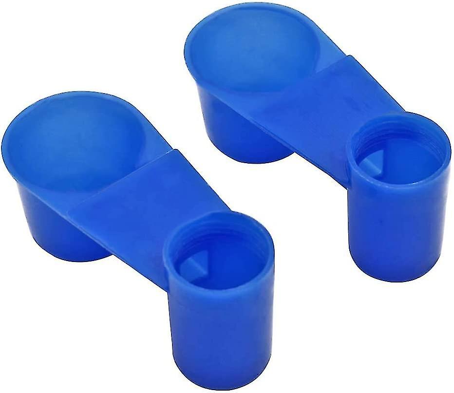 2pcs Bird Water Feeder Drinking Cups Pigeon Parrot Feeding Trough Bird Water Dispenser Blue