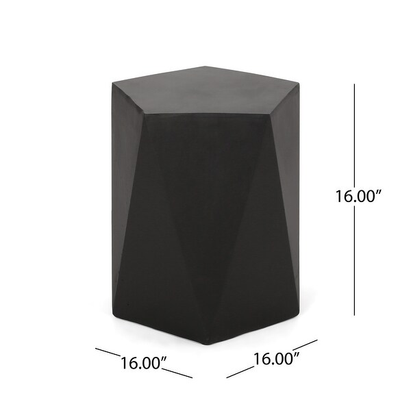 Outdoor Lightweight Concrete Pentagonal Shaped Side Table with a Chic Geometriccut Base