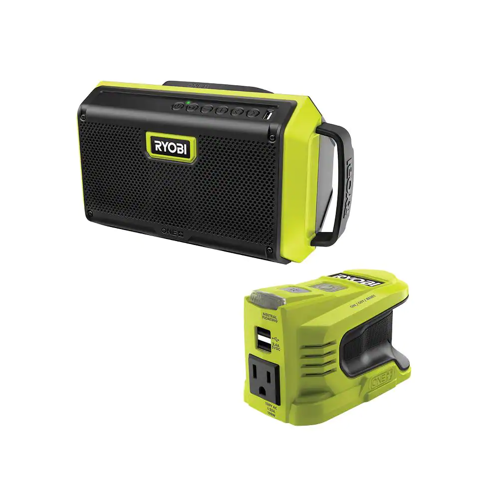 RYOBI PAD01B-RYi150BG ONE+ 18V Cordless 2-Tool Combo Kit with Bluetooth Speaker and 150-Watt Power Inverter (Tools Only)