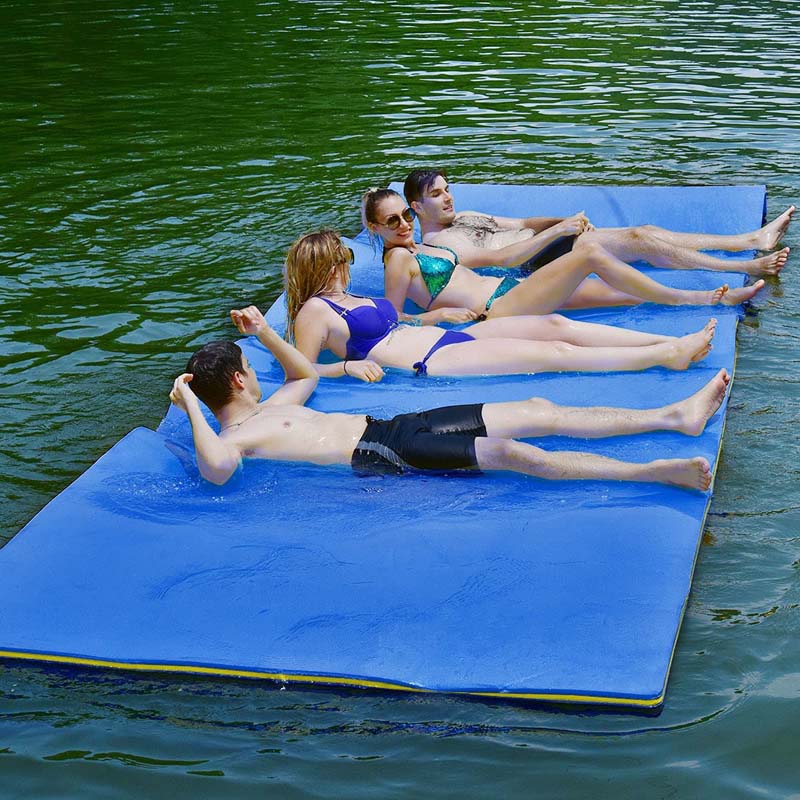 12 x 6 FT Floating Water Pad 3-Layer Tear-Resistant XPE Foam Mat Roll-Up Floating Island for 4-6 Person