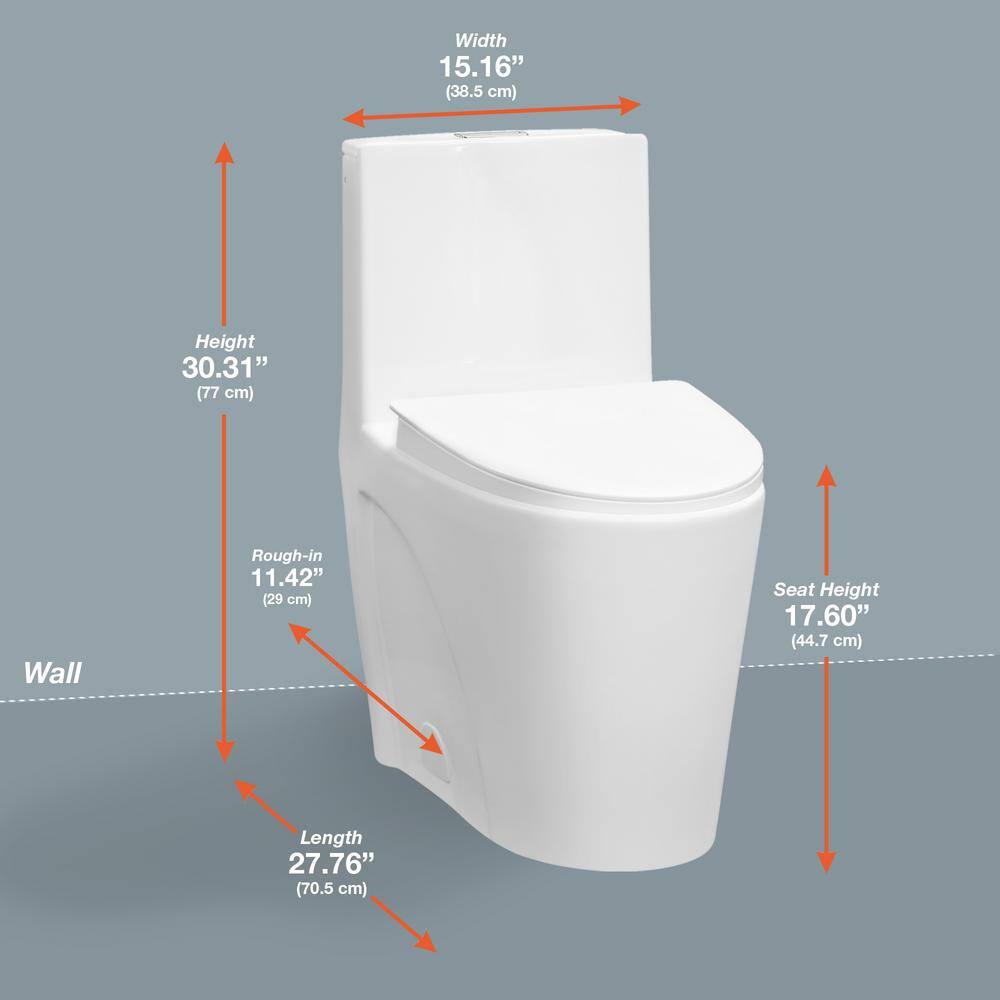 Glacier Bay Buxton 1-Piece 1.6 GPF1.1 GPF Dual Flush Elongated Toilet in White Buxton