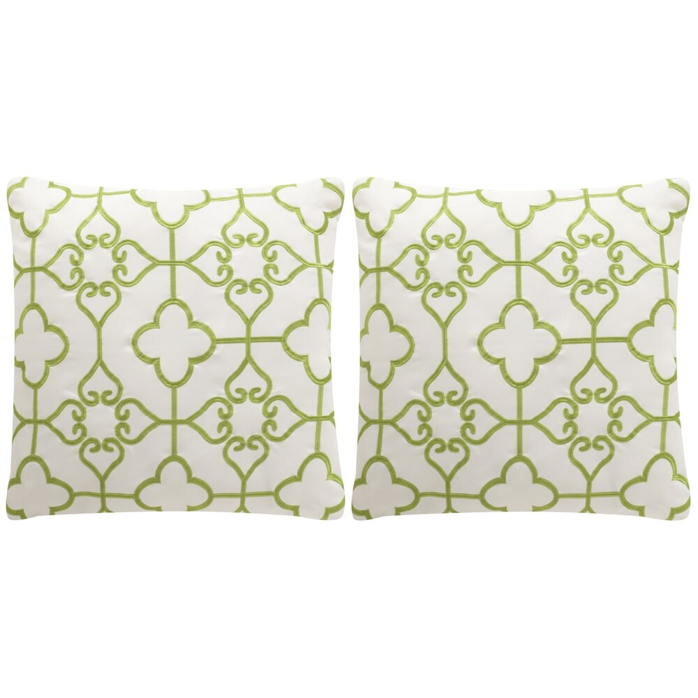 SAFAVIEH Soleil Nadia Indoor/ Outdoor Sweet Green 20 inch Square Throw Pillows (Set of 2)