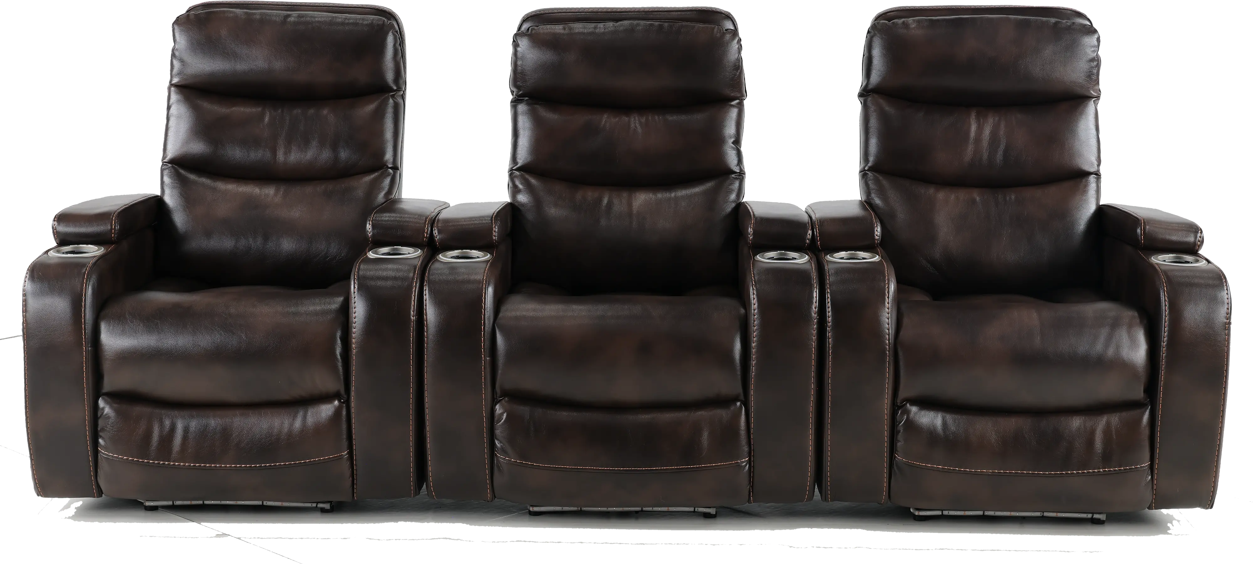 Cinema Coffee Brown 3 Piece Power Home Theater Seating