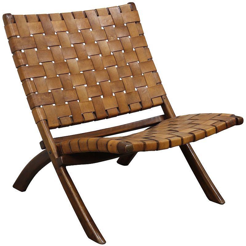 Style Craft Basket Weave Cocnac Leather Lounge Chair