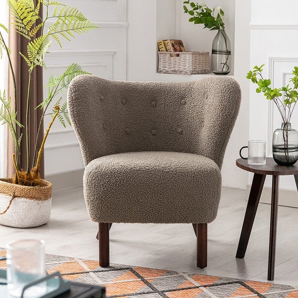 Modern Accent Chair Tufted Side Chair with Solid Wood Legs - 5 Colors