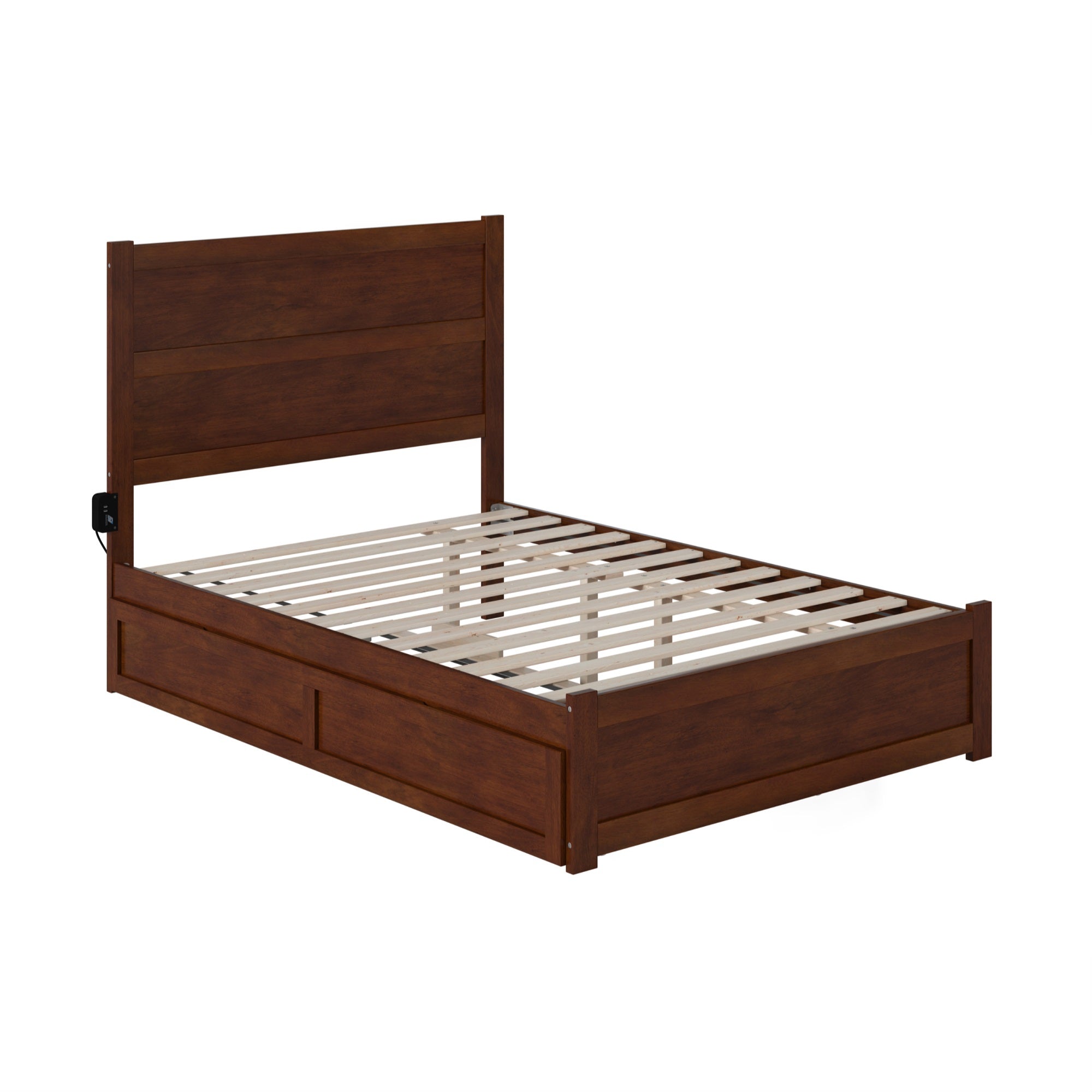 NoHo Full Bed with Footboard and Twin Trundle in Walnut