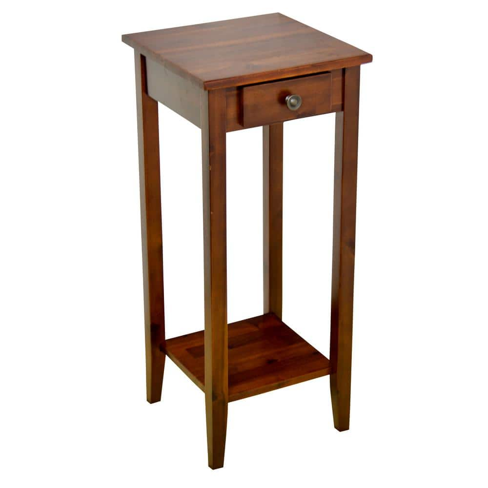 Solid Acacia Wood 27 in. Mahogany Plant Table VTTFT0004DM