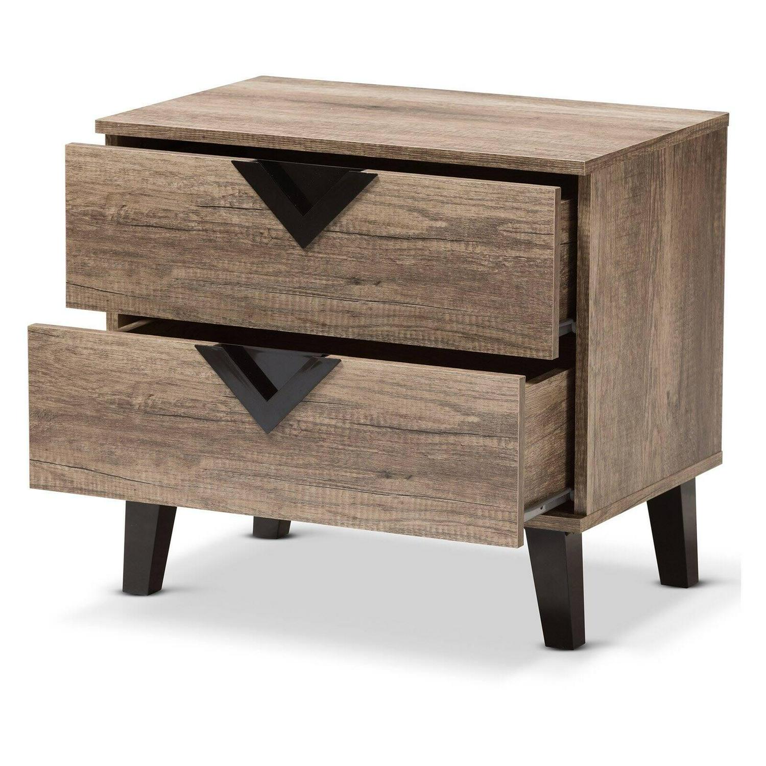 Baxton Studio Swanson Light Brown Wood 2-Drawer Nightstand