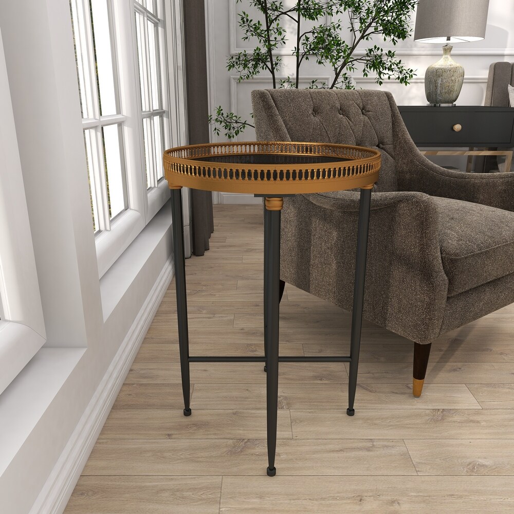 Black Metal Accent Table with Tray Top