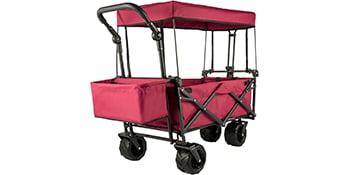 BENTISM Collapsible Wagon Cart Red, Foldable Wagon Cart Removable Canopy 601D Oxford Cloth, Collapsible Wagon Oversized Wheels, Portable Folding Wagon Adjustable Handles, Beach, Garden, Sports