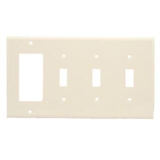 Leviton White 4-gang 3-toggle1-Decora.Rocker Wall Plate (1-Pack) 80732-W