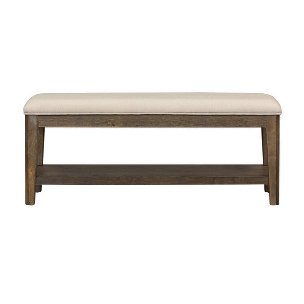 Copper Grove Artisan Prairie Wirebrushed Oak Upholstered Bench